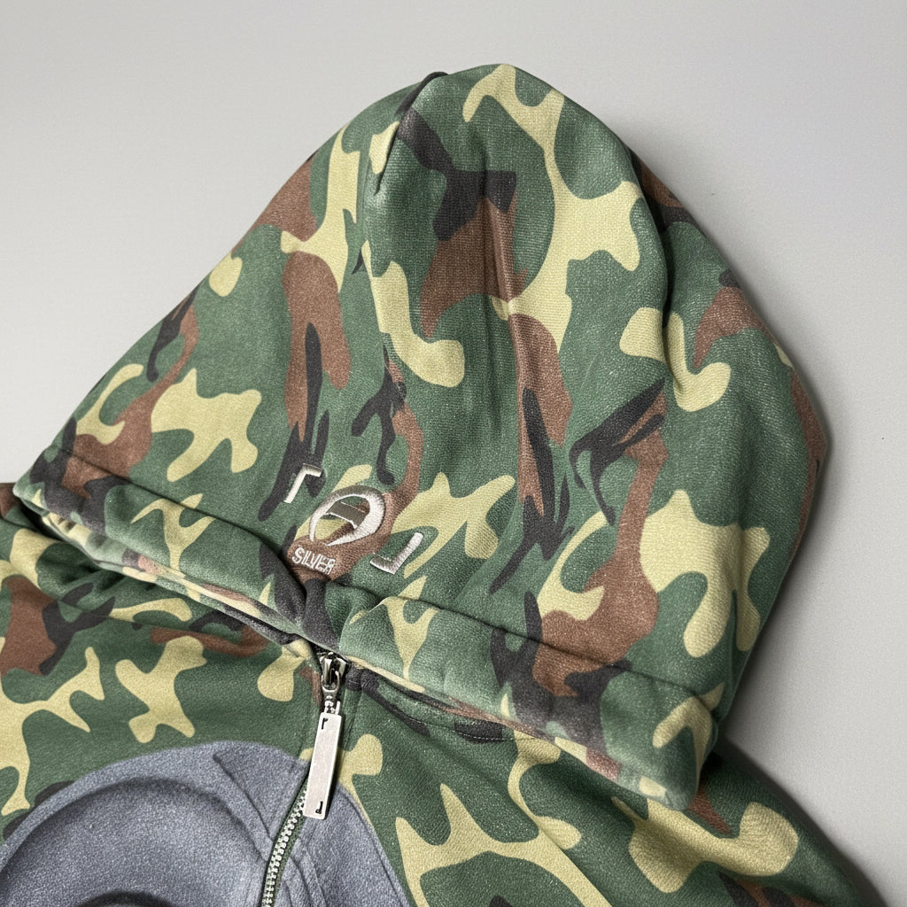 Vintage Wash Camo Loungewear Zip Hoodie