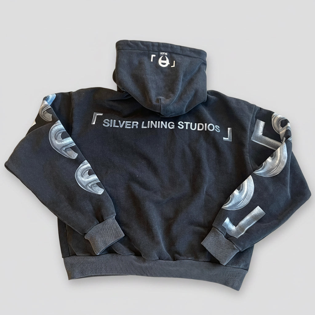 Vintage Wash Black Loungewear Zip Hoodie