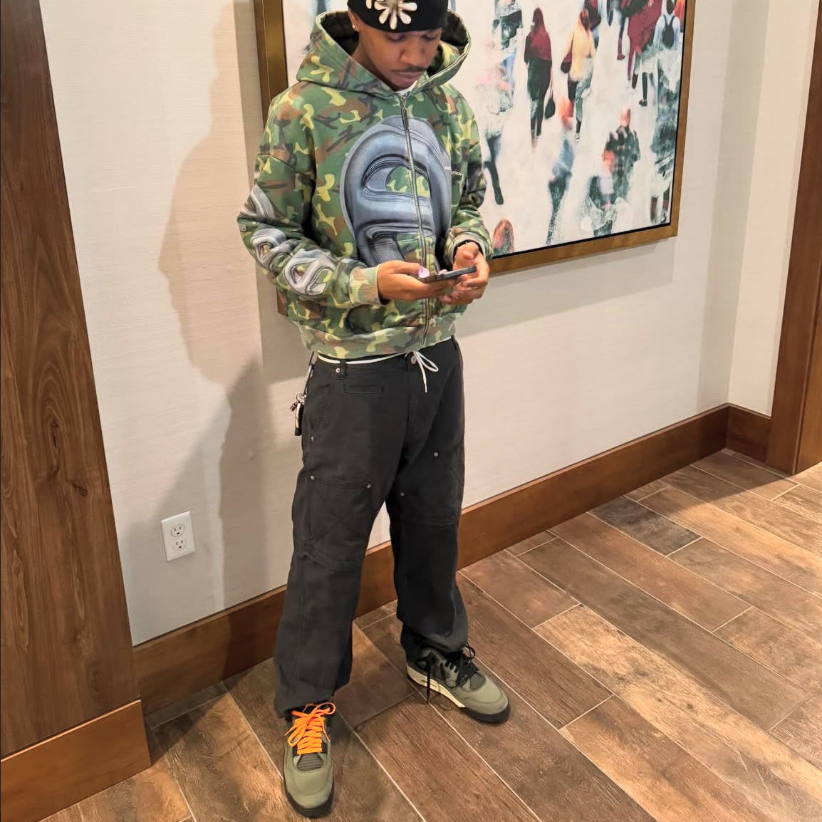 Vintage Wash Camo Loungewear Zip Hoodie
