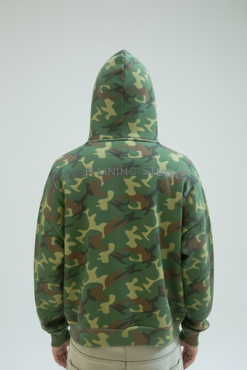 Vintage Wash Camo Loungewear Zip Hoodie