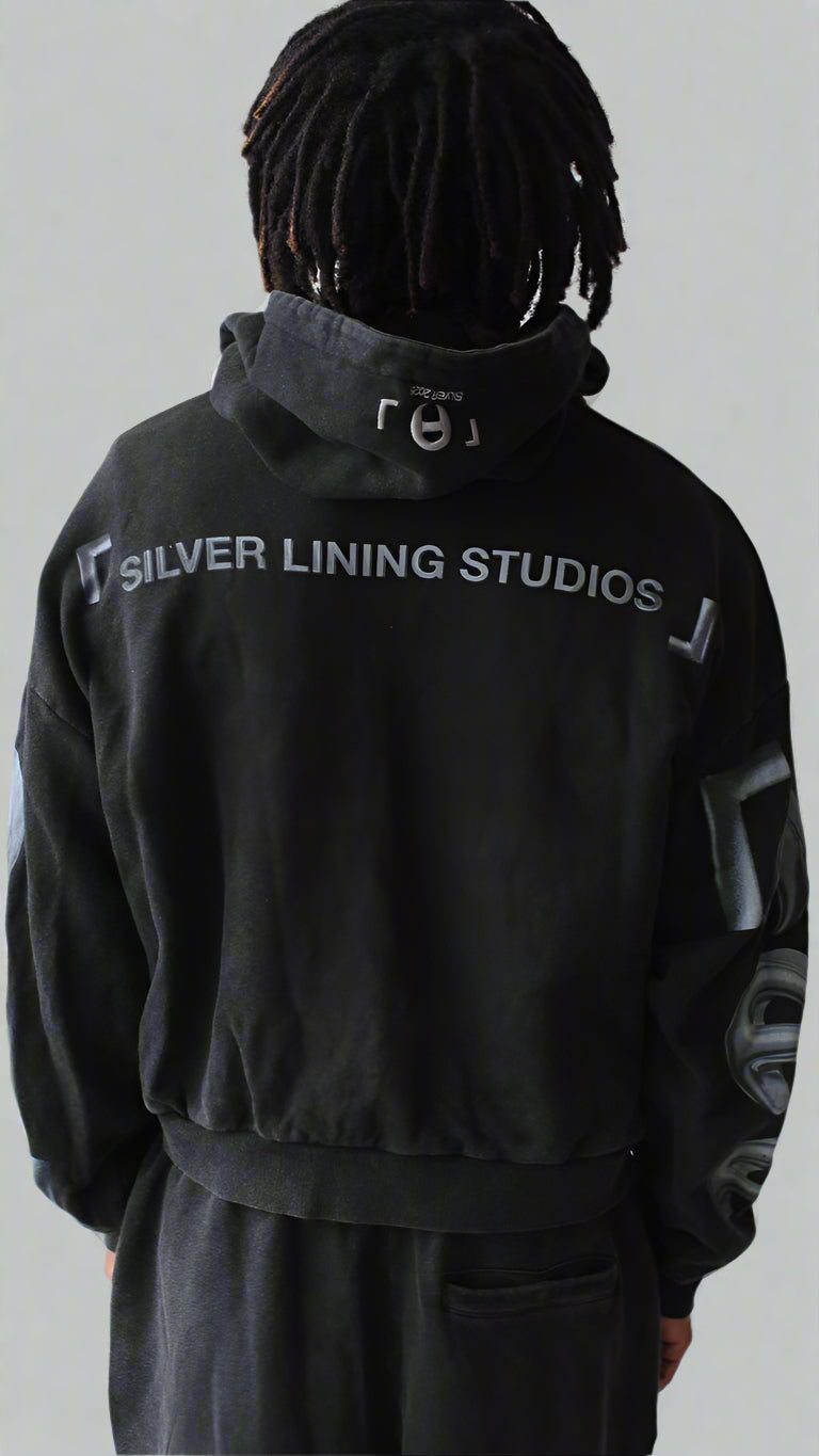 Vintage Wash Black Loungewear Zip Hoodie