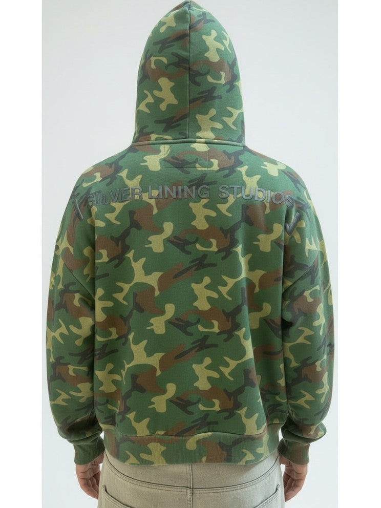 Vintage Wash Camo Loungewear Zip Hoodie